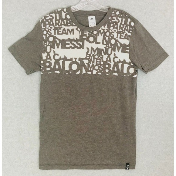 Adidas Lionel Messi Shirt Mens Medium Spellout Collage Graphic Gray Short Sleeve - Picture 1 of 7